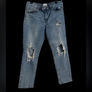 Studio Women's Distressed Straight Leg Jeans - Blue